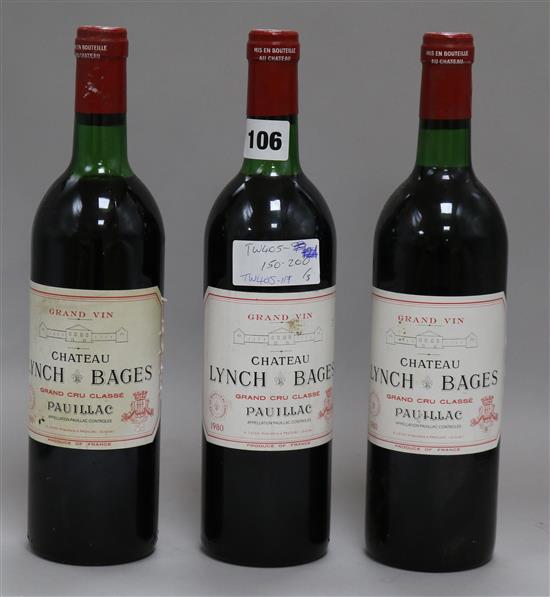 Three Chateau Lynch Boges, 1980